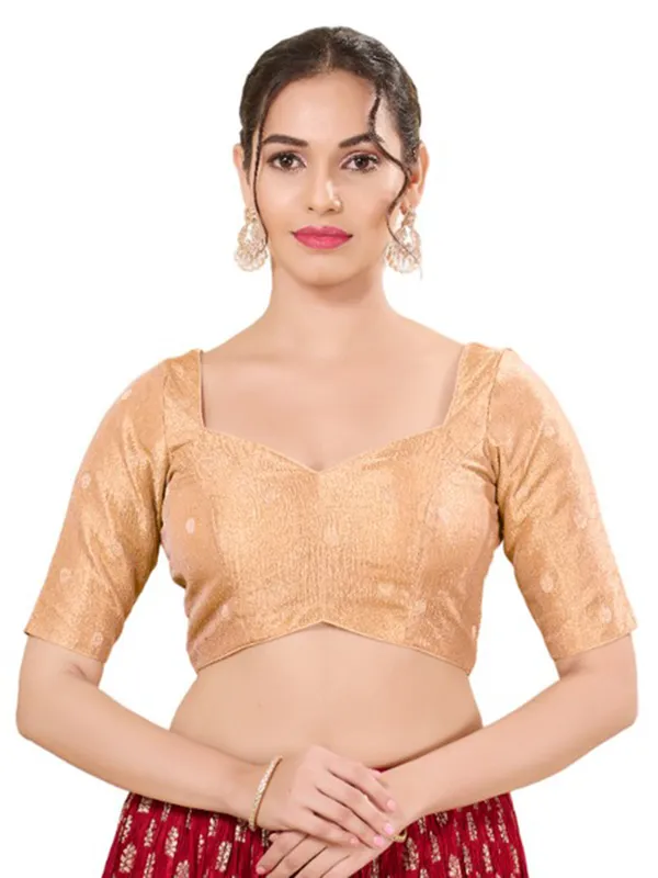 Cotton silk copper yellow ready made blouse