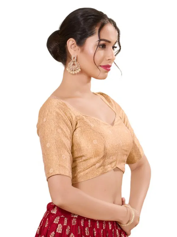 Cotton silk copper yellow ready made blouse