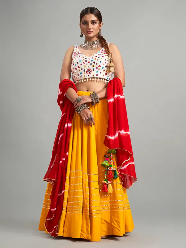 Cotton silk musterd yellow chaniya choli