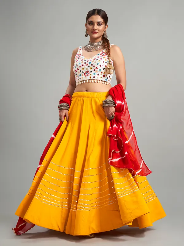 Cotton silk musterd yellow chaniya choli