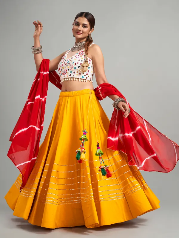 Cotton silk musterd yellow chaniya choli