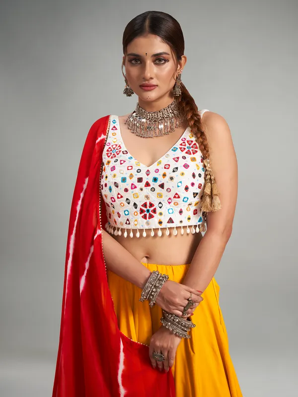 Cotton silk musterd yellow chaniya choli