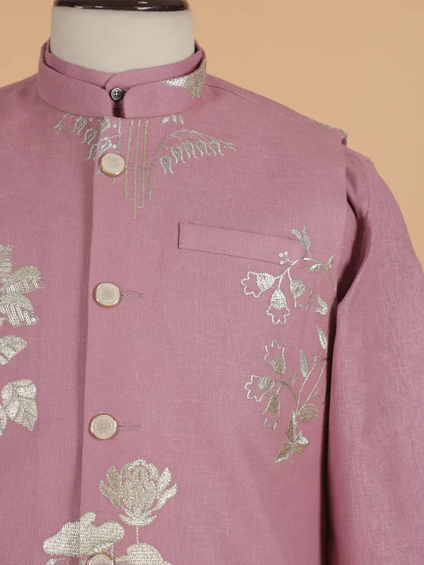 Cotton silk onion pink waistcoat set