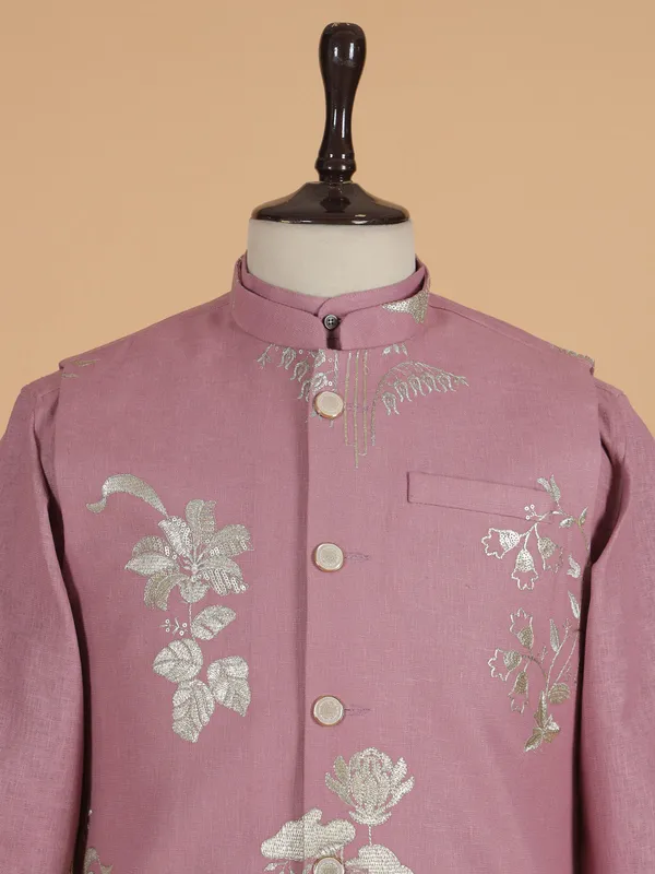 Cotton silk onion pink waistcoat set