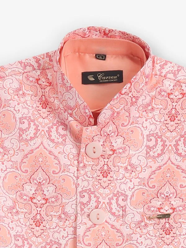 Cotton silk peach waistcoat set