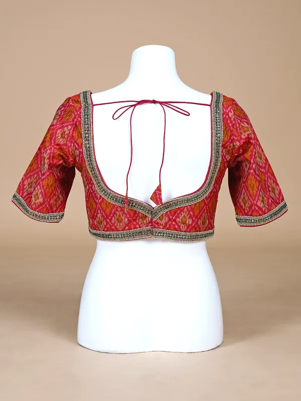 Cotton silk pink printed blouse