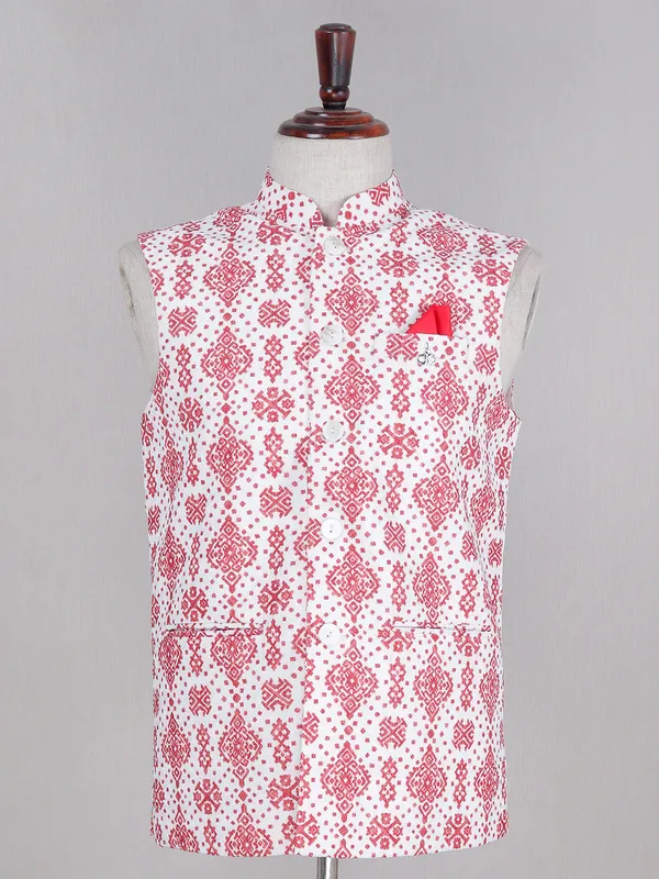Cotton silk pink sleeveless design waistcoat