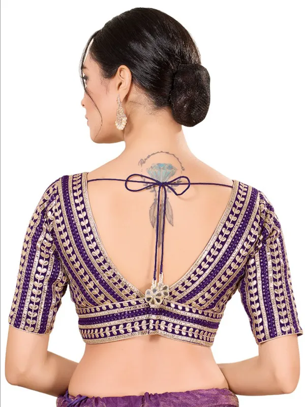Cotton silk purple ready made blouse