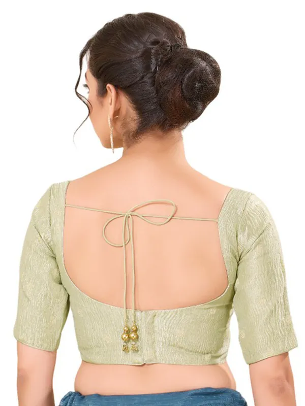 Cotton silk ready made blouse in pista green