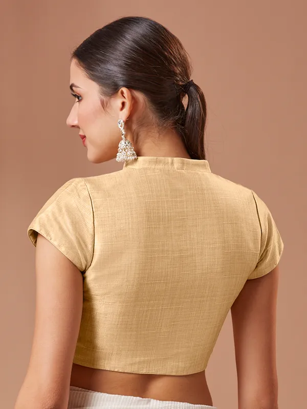 Cotton silk readymade blouse in beige