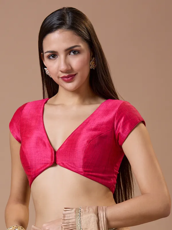 Cotton silk red ready made blouse