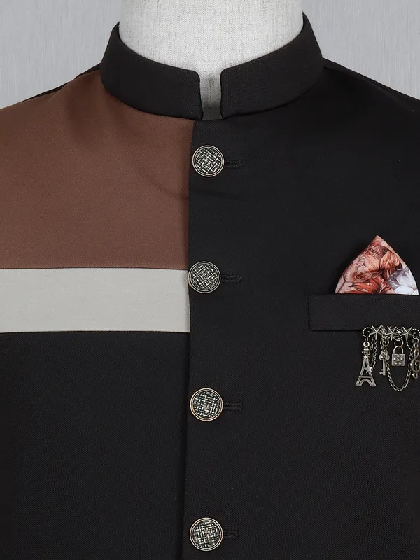 Cotton waistcoat in solid dark brown