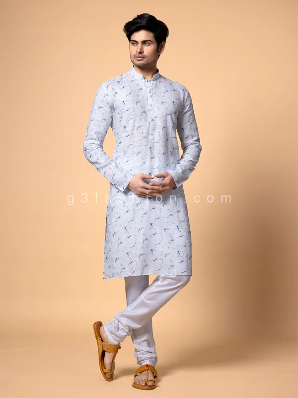 Cotton white and blue  Men Kurta pajama