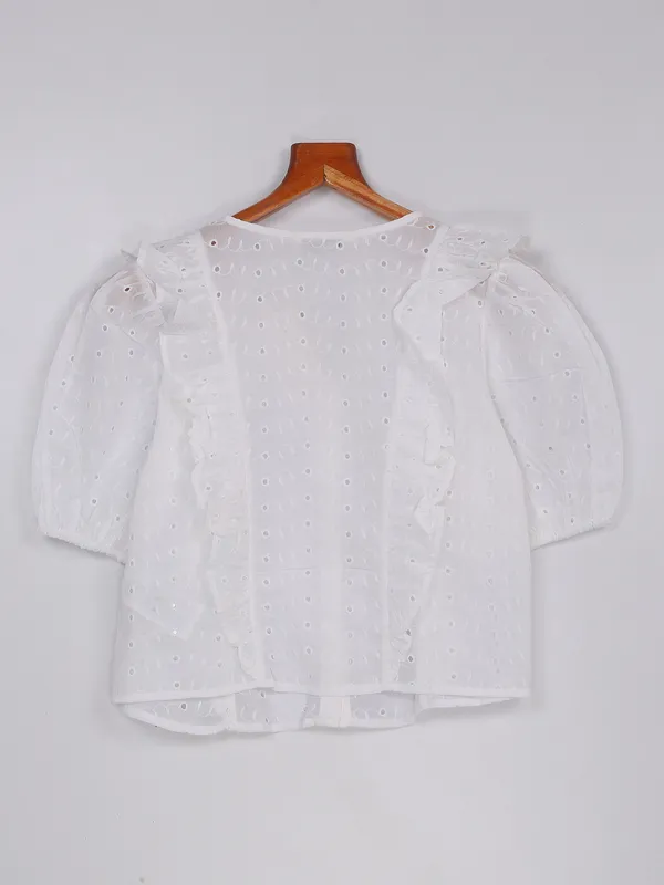 Cotton white casual cut work top