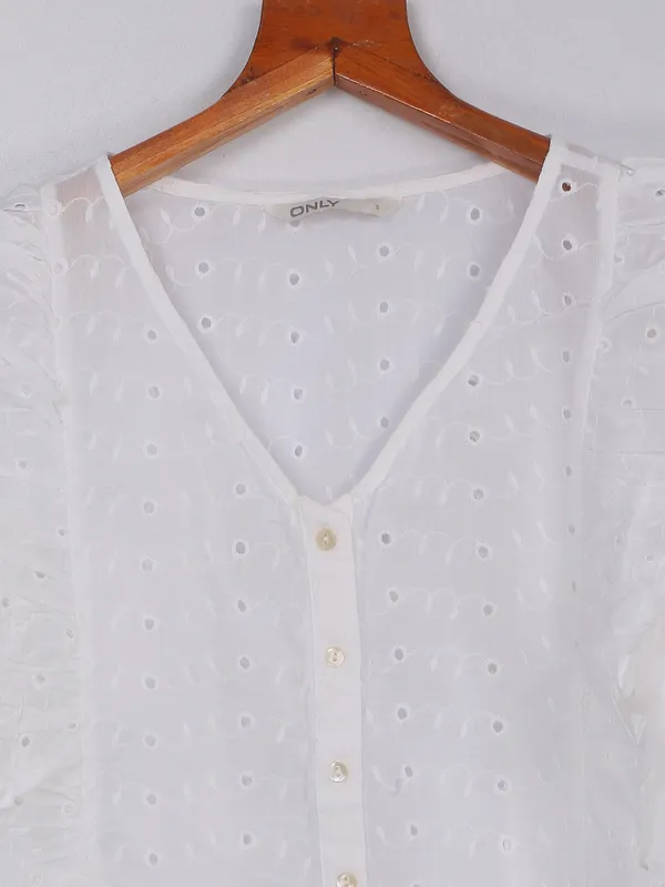 Cotton white casual cut work top