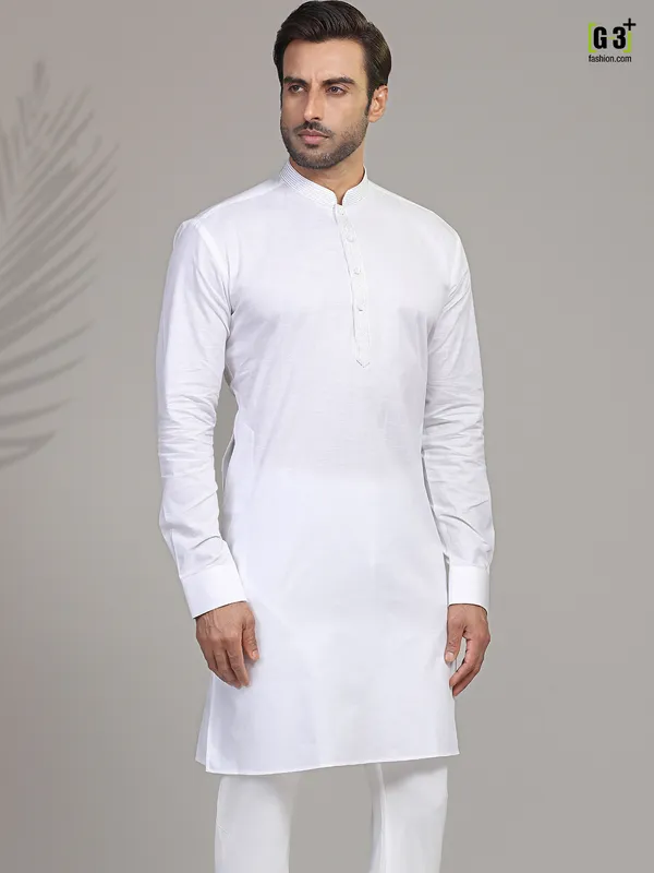 Cotton white kurta for mens