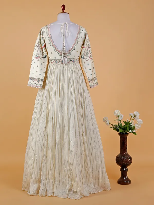 Cream anarkali suit with dupatta