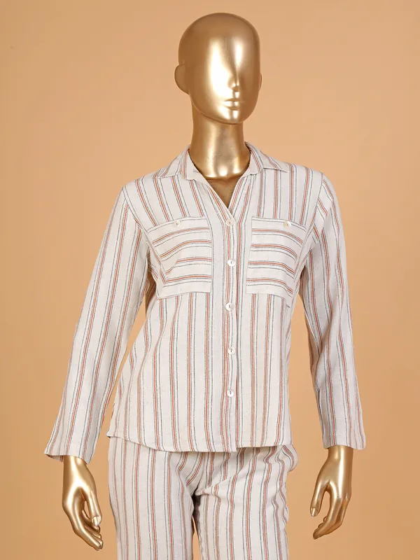 Cream and peach stripe co-ord set