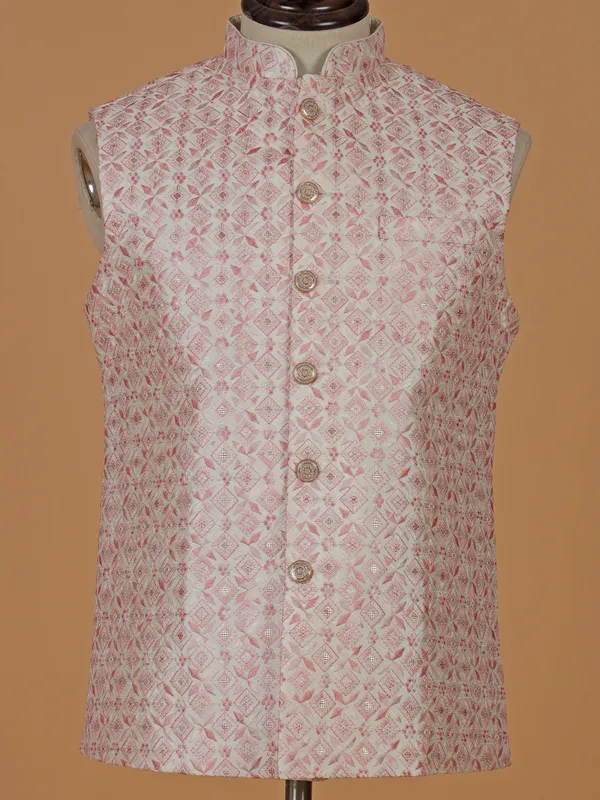 Cream and pink waistcoat for festive