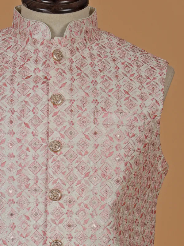 Cream and pink waistcoat for festive
