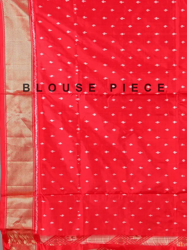Cream and red zari weaving patola silk saree for festive
