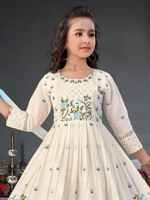 Cream cotton silk salwar suit
