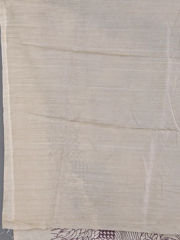 Cream and wine cotton silk saree
