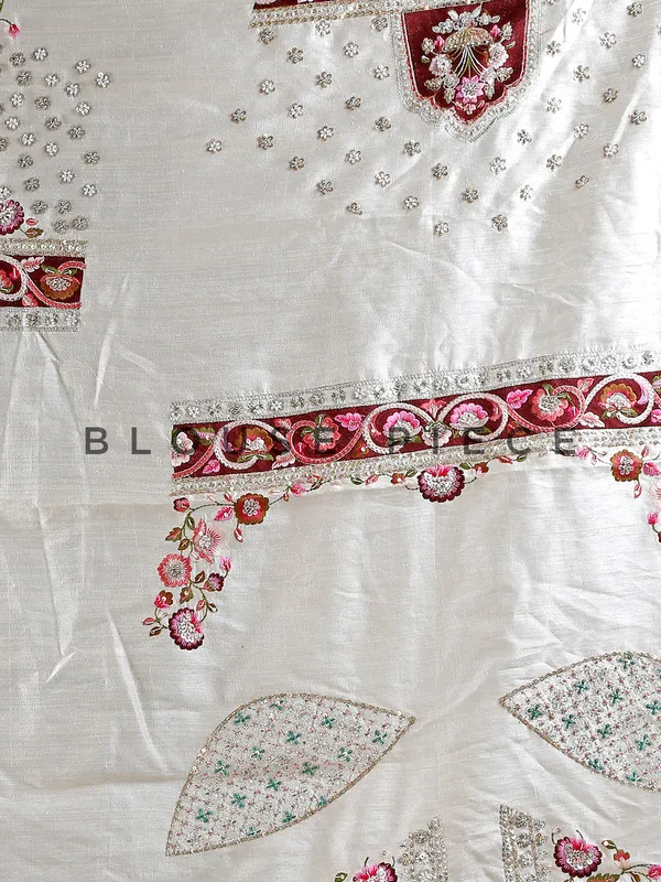Cream bridal look raw silk lehenga choli for women