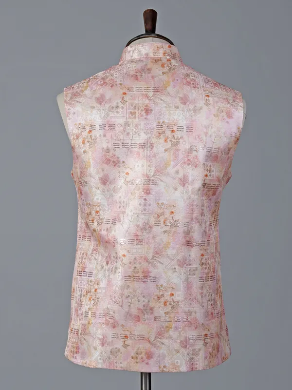 Cream brocade waistcoat with sequins embellishment