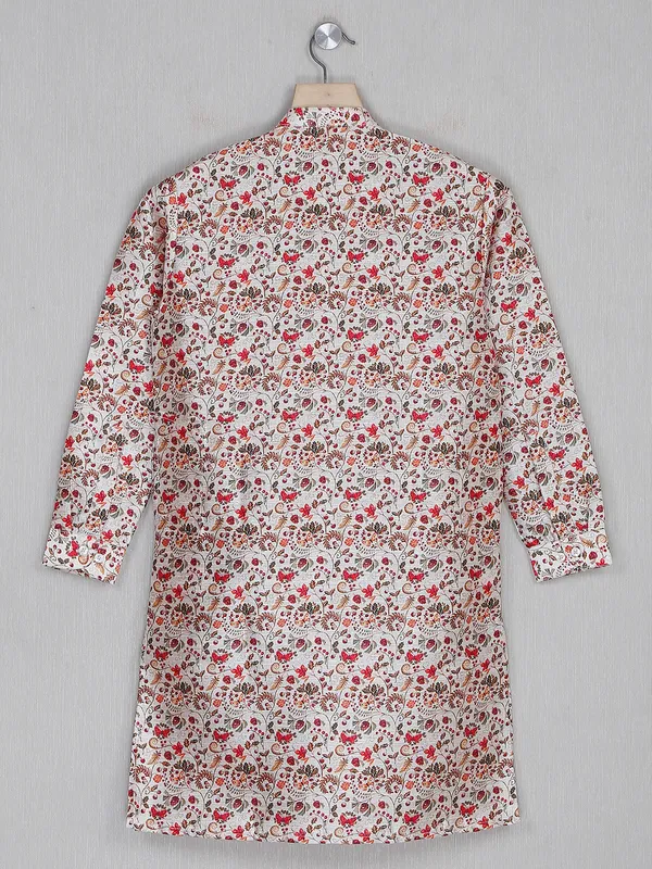 Cream color cotton silk festive kurta suit