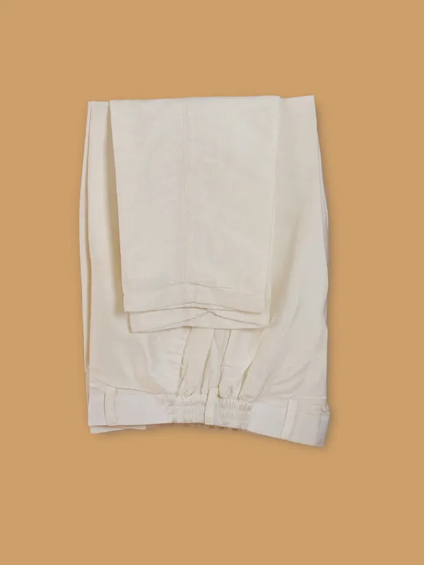 Cream cotton festive style kurta suit