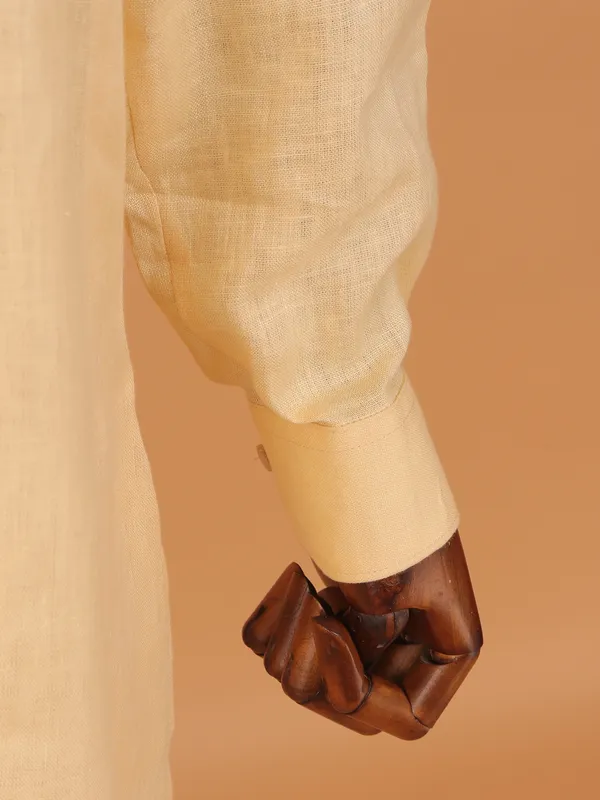 Cream cotton festive wear kurta set