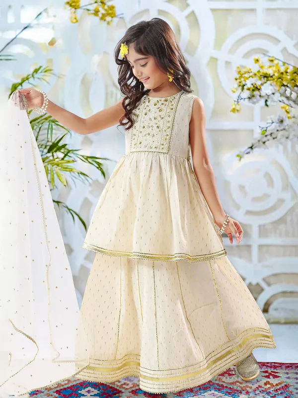 Cream cotton lehenga choli