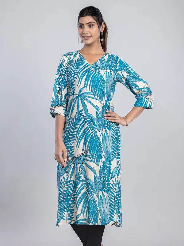 Cream cotton silk kurti for casual wear