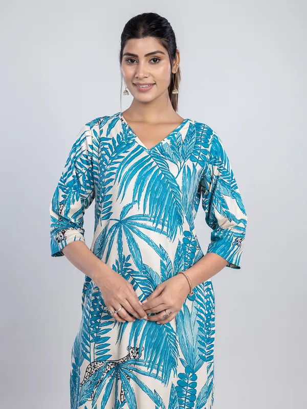 Cream cotton silk kurti for casual wear