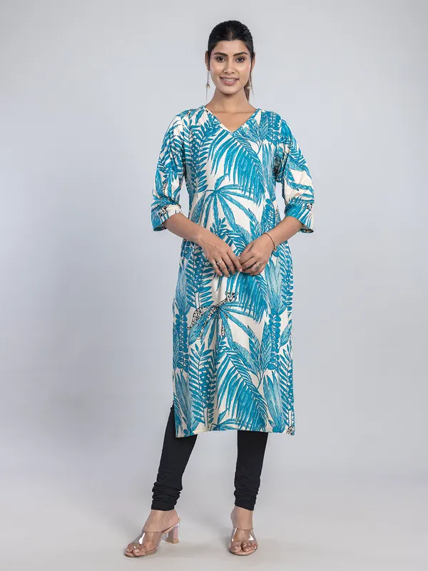 Cream cotton silk kurti for casual wear