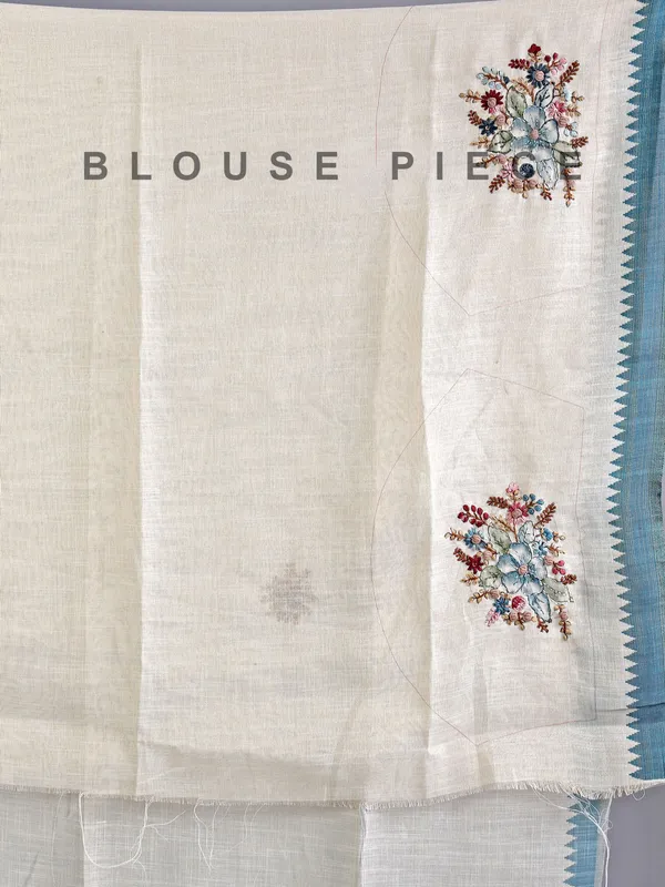 Cream cotton silk saree for festive wear