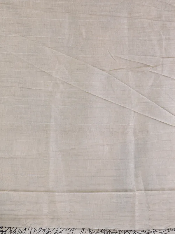 Cream cotton silk saree with print