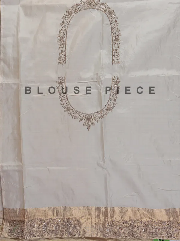 Cream designer tissue silk saree