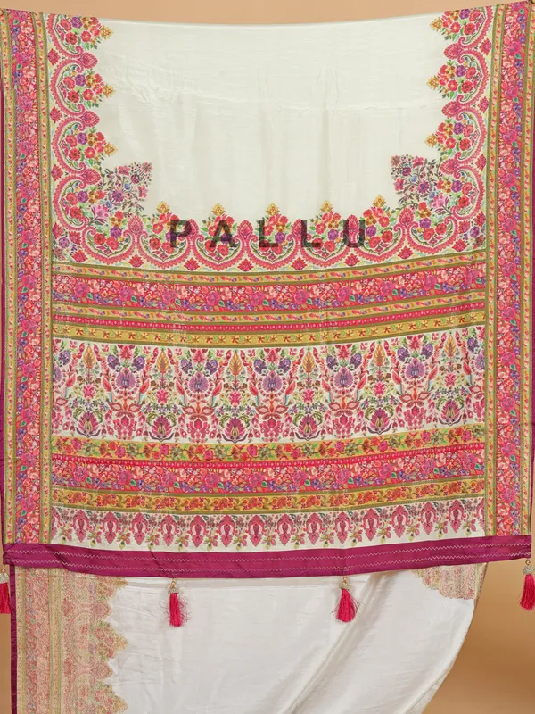 Cream festive wear saree in stunning silk