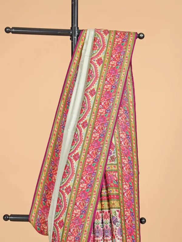 Cream festive wear saree in stunning silk