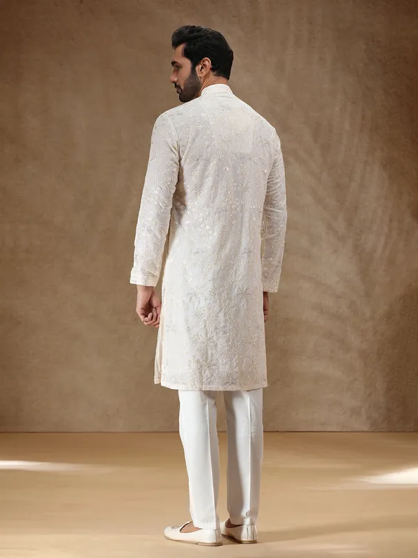 Cream georgette kurta suit for festival