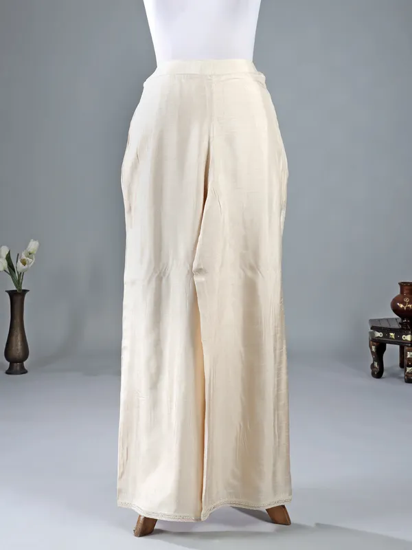 Cream georgette palazzo suit for women