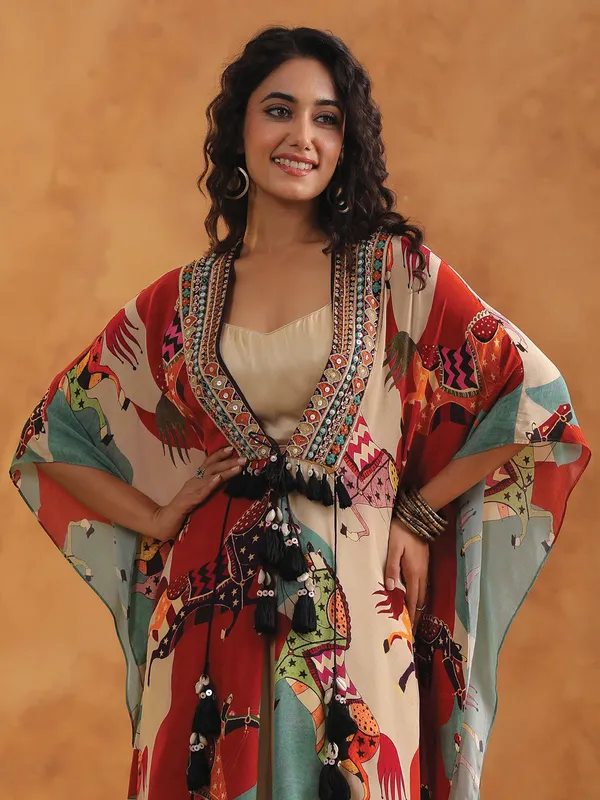 Cream indowestern women salwar suit for partywear