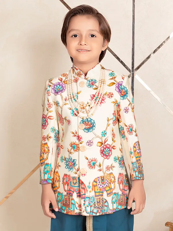 Cream luxurious indo western for boys