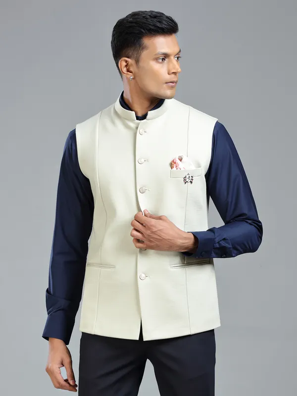 cream luxurious waistcoat for festive look