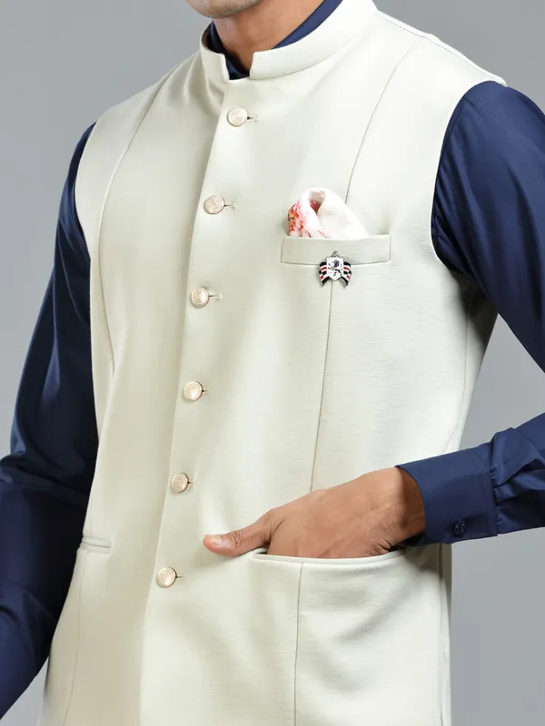 cream luxurious waistcoat for festive look