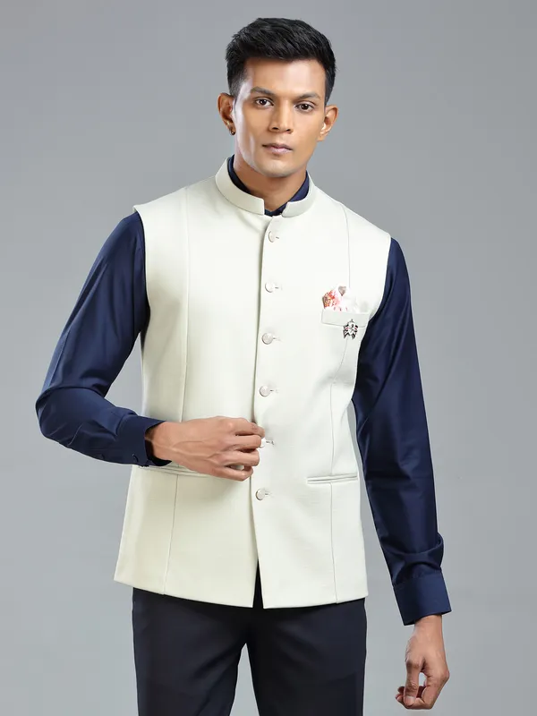 cream luxurious waistcoat for festive look