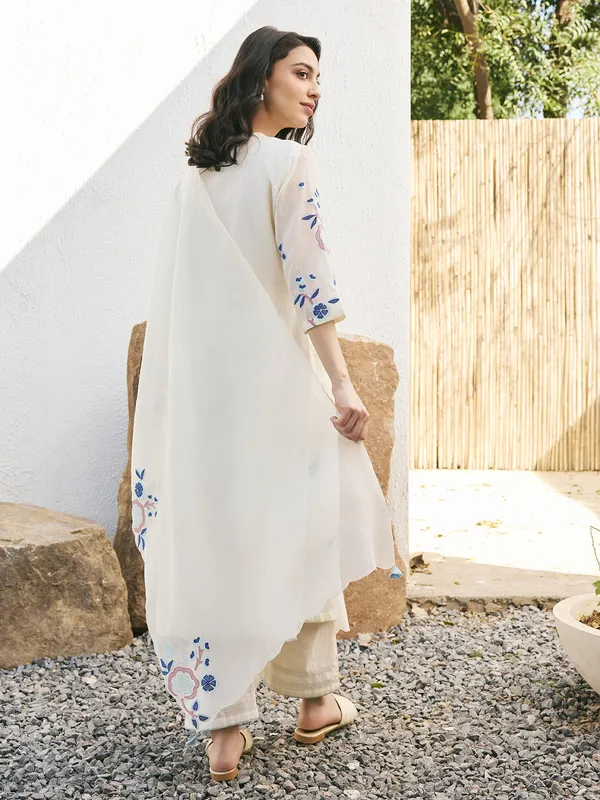 Cream muslin cotton salwar suit for women