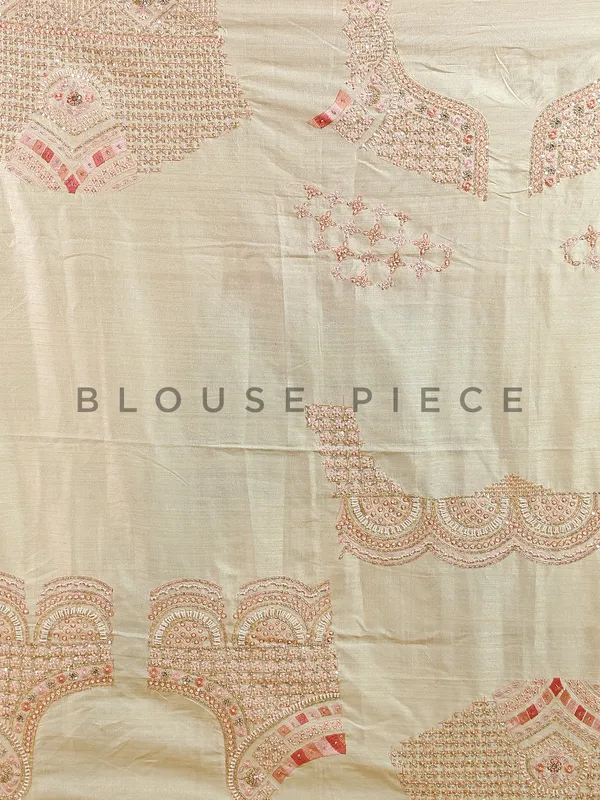 Cream rich unstitched lehenga choli in raw silk
